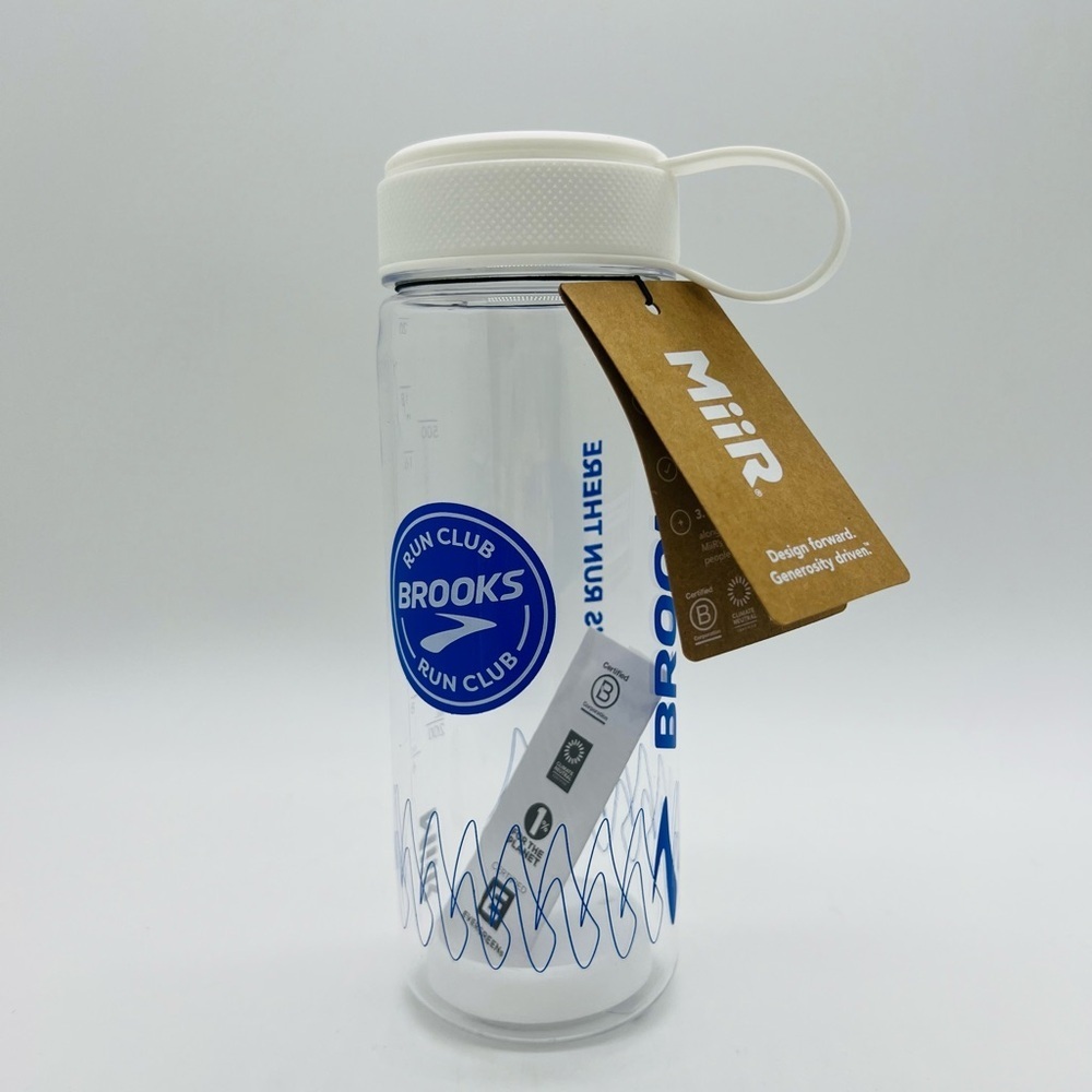 Brooks x MiiR Clear Everywhere Water Bottle with White Lid 20 OZ. NWT